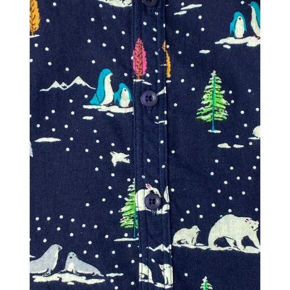 Rachel Riley Navy Flannel Polar Bear Winter Print Buttonup Shirt NWT Boys 3 Yrs - Picture 2 of 4